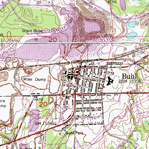 Topographic Map of Buhl Volunteer Fire Department and Ambulance Service, MN