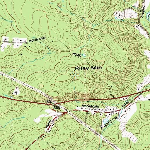 Topographic Map of Riley Mountain, CT