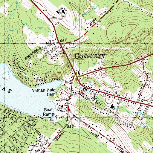 Topographic Map of Coventry, CT