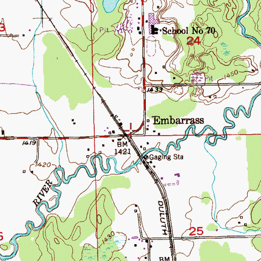Topographic Map of Embarrass Station (historical), MN