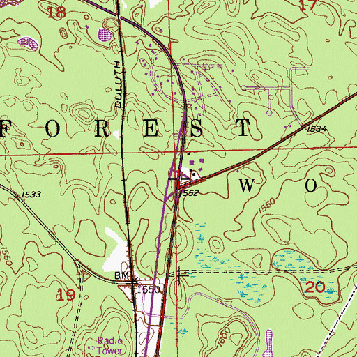 Topographic Map of Laurentian Divide Geological Marker, MN