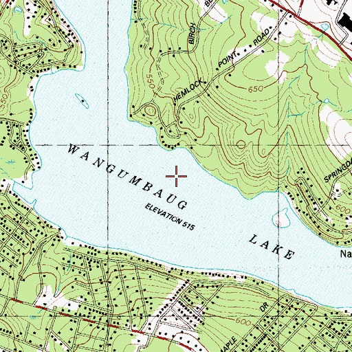 Topographic Map of Wangumbaug Lake, CT