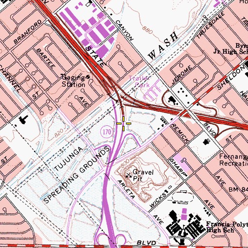 Topographic Map of Exit 11B, CA