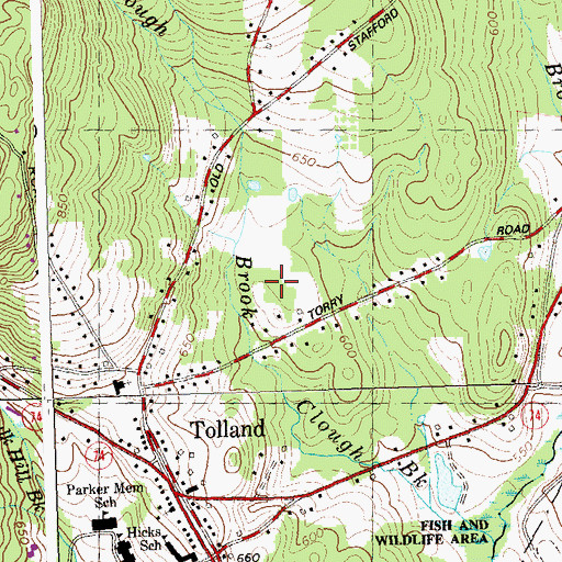 Topographic Map of Town of Tolland, CT
