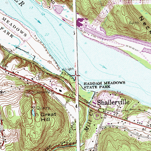 Topographic Map of Warners Quarry Dock, CT