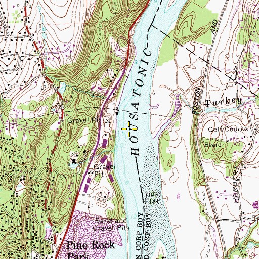 Topographic Map of Drews Bar, CT