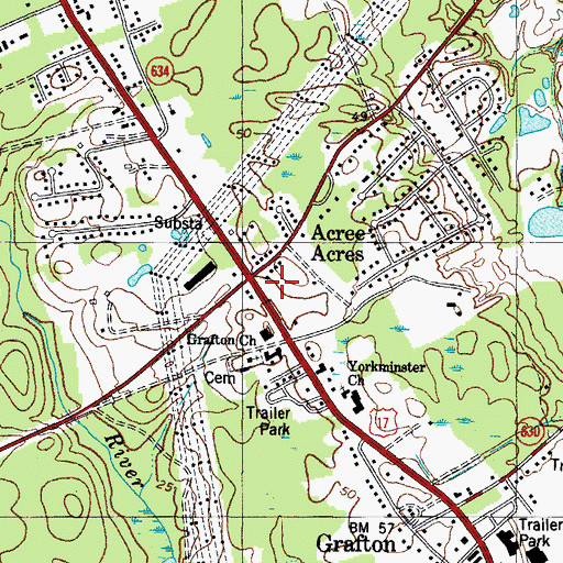 Topographic Map of Shops At Yorktown Shopping Center, VA