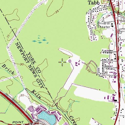 Topographic Map of Village Square At Kiln Creek Shopping Center, VA