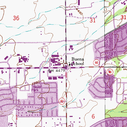 Topographic Map of Buena School, AZ