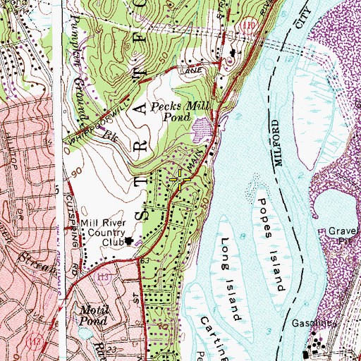 Topographic Map of Pecks Mill, CT