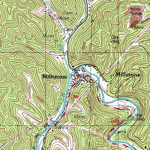 Topographic Map of Millstone Post Office (historical), KY