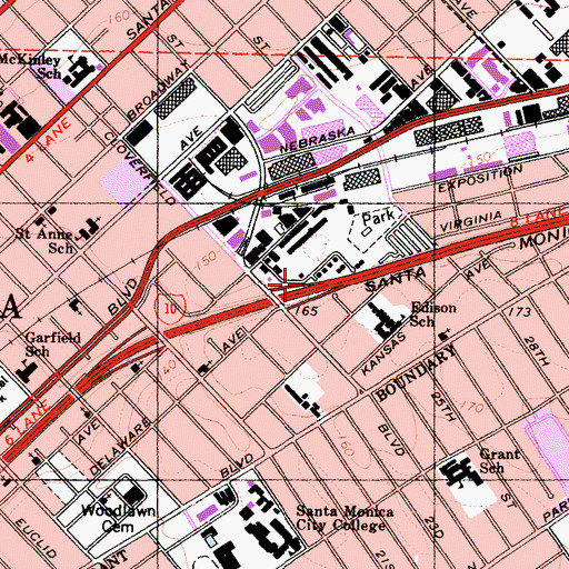 Topographic Map of Exit 1C, CA