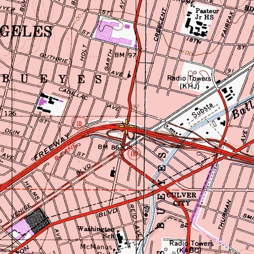 Topographic Map of Exit 7A, CA