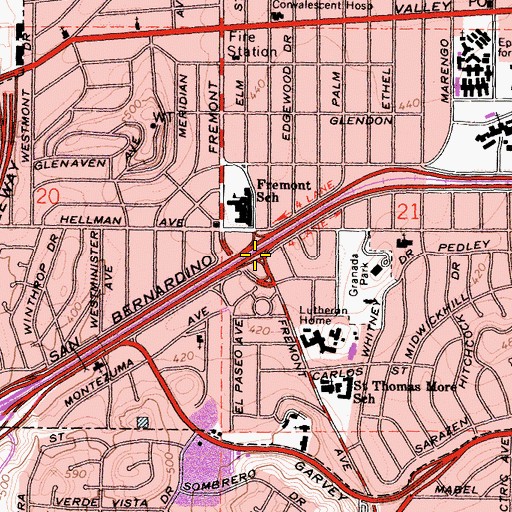 Topographic Map of Exit 22, CA