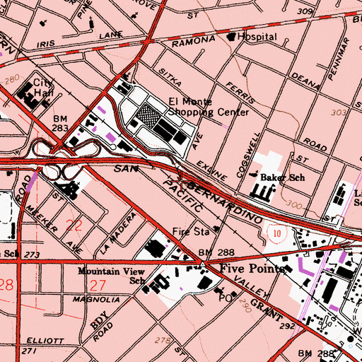 Topographic Map of Exit 29C, CA