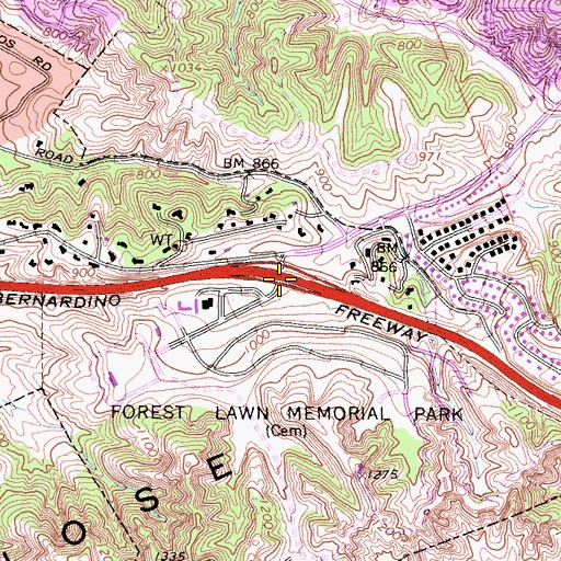 Topographic Map of Exit 40, CA