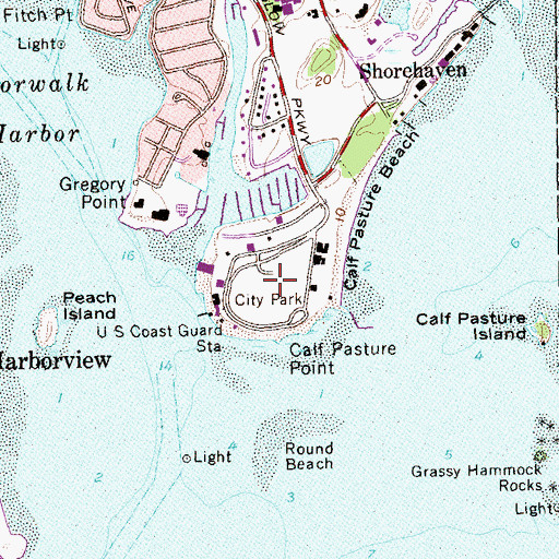 Topographic Map of Calf Pasture Park, CT