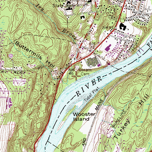 Topographic Map of Hidelum Rock Bar, CT