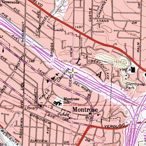 Topographic Map of Exit 18, CA