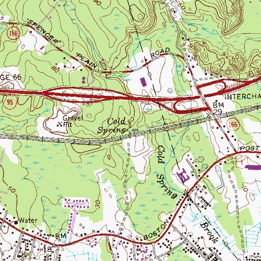 Topographic Map of Cold Spring, CT