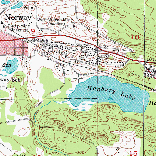 Topographic Map of Hanbury Lake Park, MI