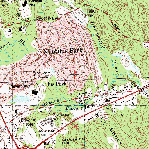 Topographic Map of Nautilus Park, CT