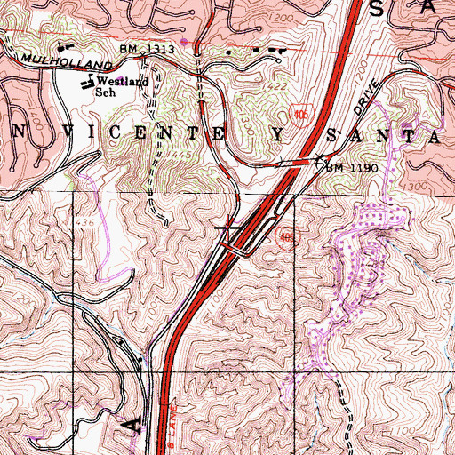 Topographic Map of Exit 61, CA