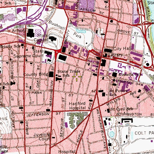 Topographic Map of Harris School (historical), CT