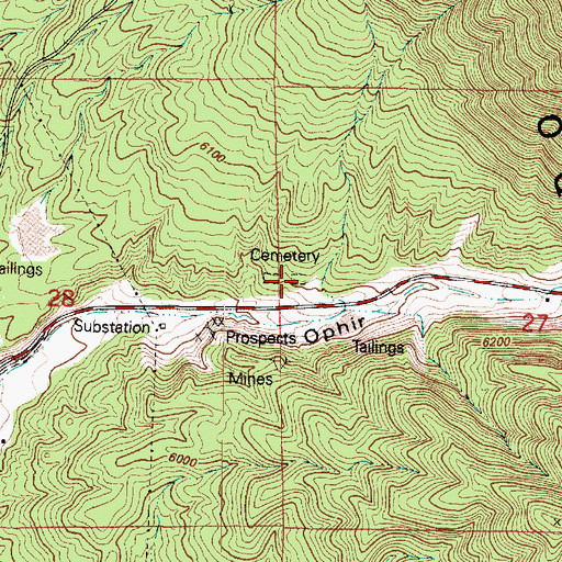 Topographic Map of Ophir Old Cemetery, UT