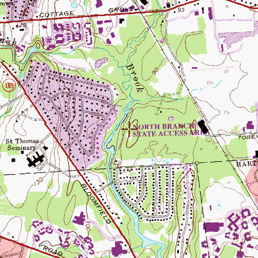 Topographic Map of North Branch State Access Area, CT