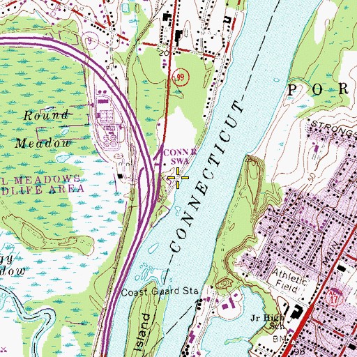 Topographic Map of Connecticut River State Wildlife Area, CT
