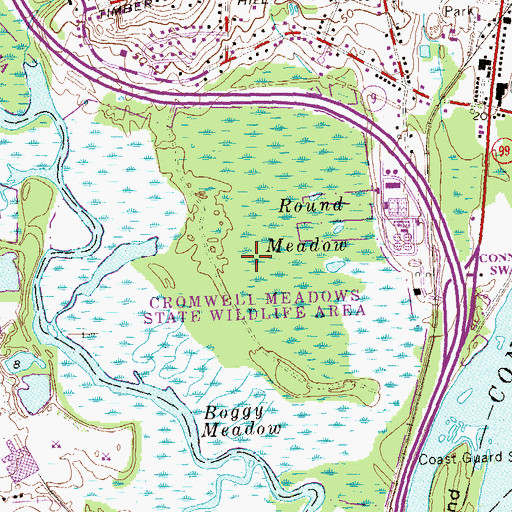 Topographic Map of Cromwell Meadow State Wildlife Area, CT