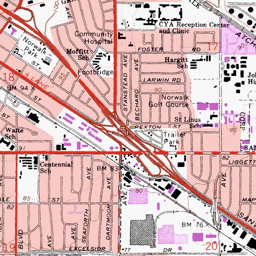 Topographic Map of Exit 120B, CA