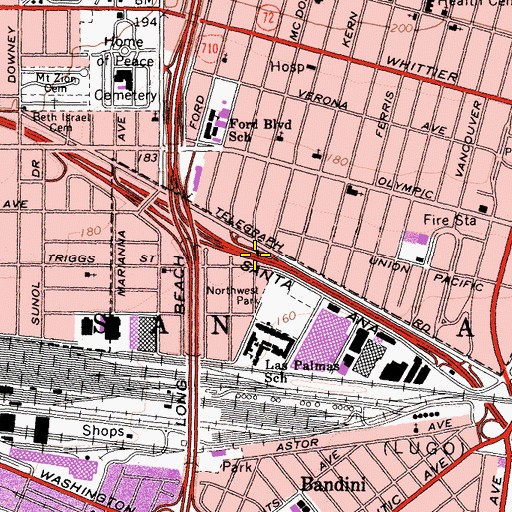 Topographic Map of Exit 130B, CA