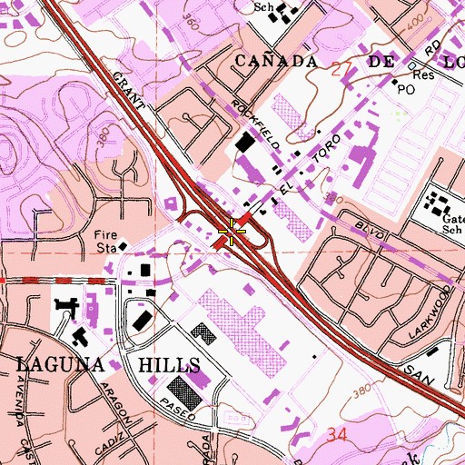 Topographic Map of Exit 91, CA