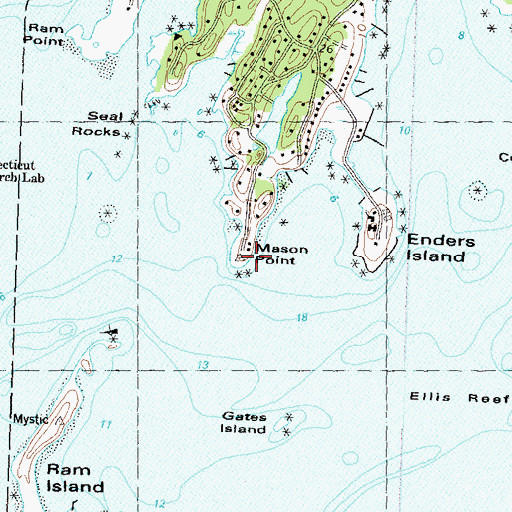 Topographic Map of Mason Point, CT