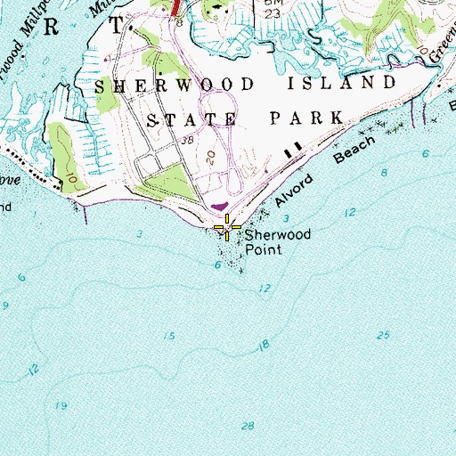 Topographic Map of Sherwood Point, CT