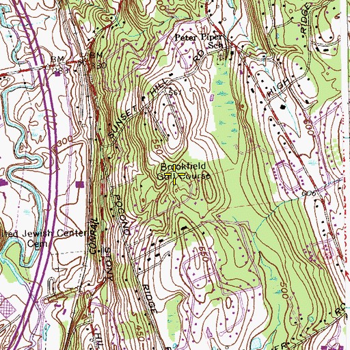 Topographic Map of Brookfield Golf Course, CT