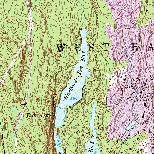 Topographic Map of Hartford Reservoir Number 2, CT