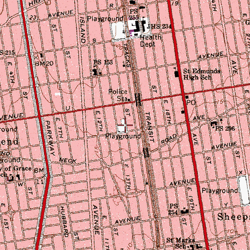 Topographic Map of Mellett Playground, NY