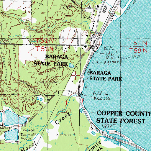 Topographic Map of Baraga State Park, MI