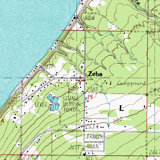 Topographic Map of Zeba Indian United Methodist Church Historical Marker, MI