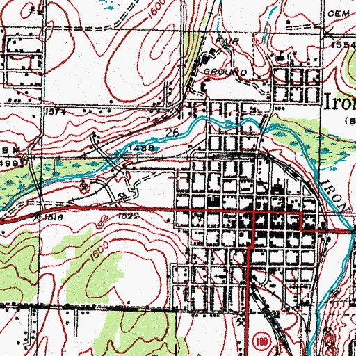 Topographic Map of West Iron County Fire Department, MI