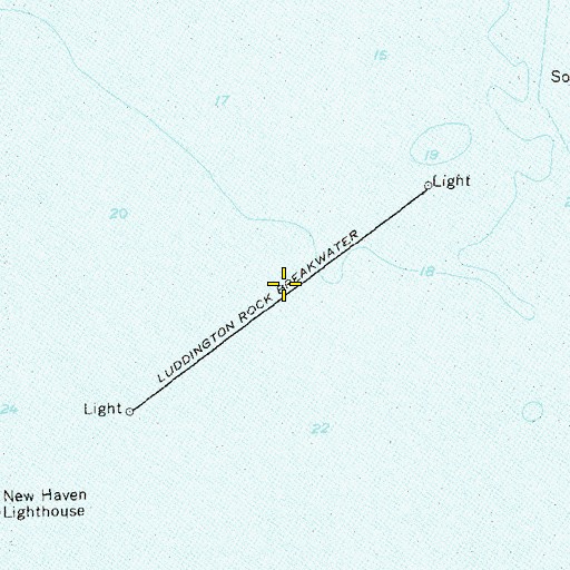 Topographic Map of Luddington Rock Breakwater, CT