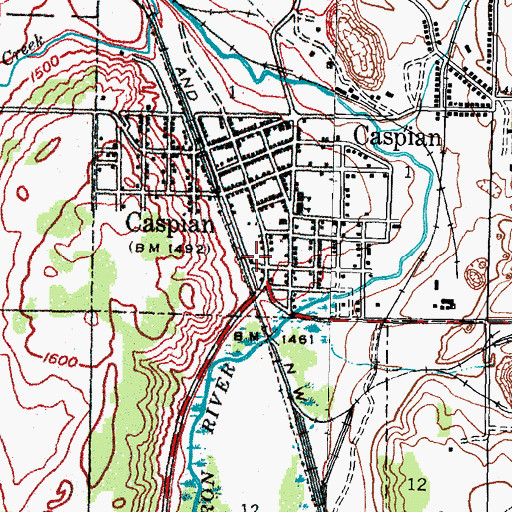 Topographic Map of Caspian Station (historical), MI