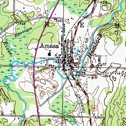 Topographic Map of Amasa Post Office, MI