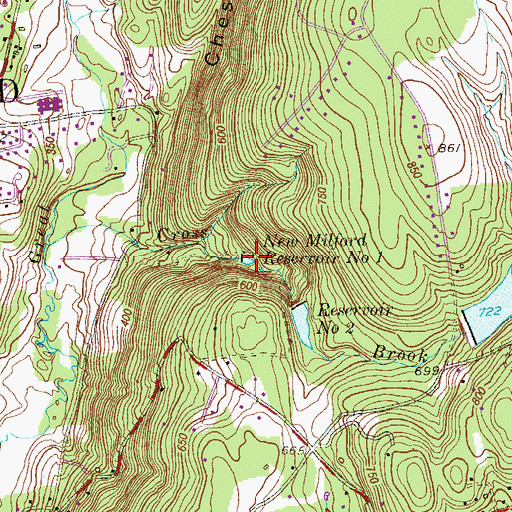 Topographic Map of New Milford Reservoir Number 1, CT