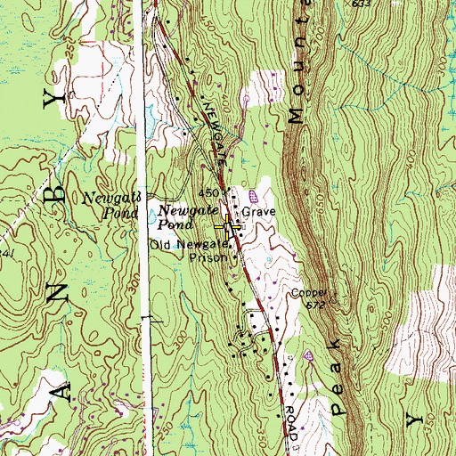 Topographic Map of Old Newgate Prison, CT