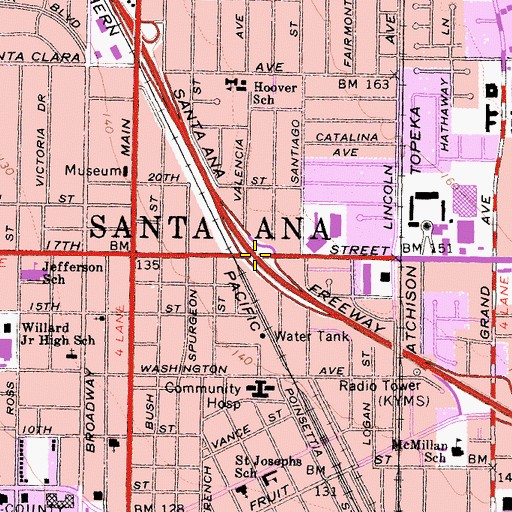 Topographic Map of Exit 105A, CA
