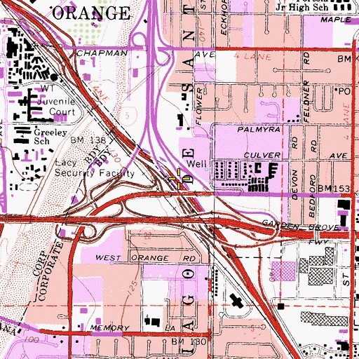 Topographic Map of Exit 107A, CA